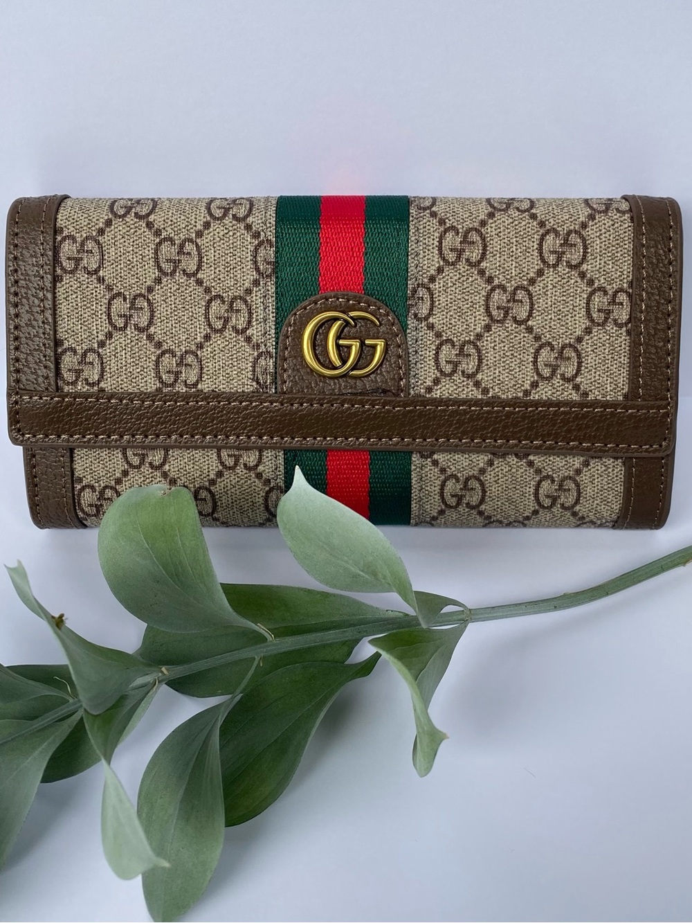 Gucci Ophidia GG Supreme Continental Wallet Brown Web Double G New Never Used